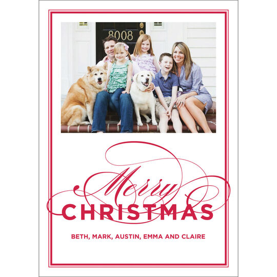 Merry Christmas Flourish Flat Letterpress Photo Cards
